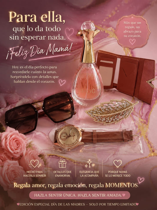 👑 Set Glamour Amor para Mamá + Reloj Exclusivo y Envoltura Elegante GRATIS